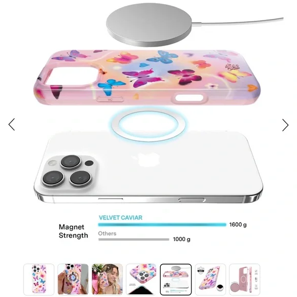 Velvet Caviar aura butterfly Pink iPhone 16 pro max case hardshell - Picture 7 of 9